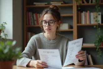 Jeune femme compare du code Python sur son bureau