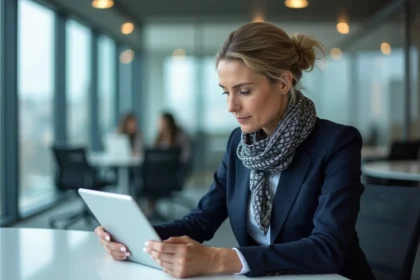Femme professionnelle en réunion dans un bureau moderne