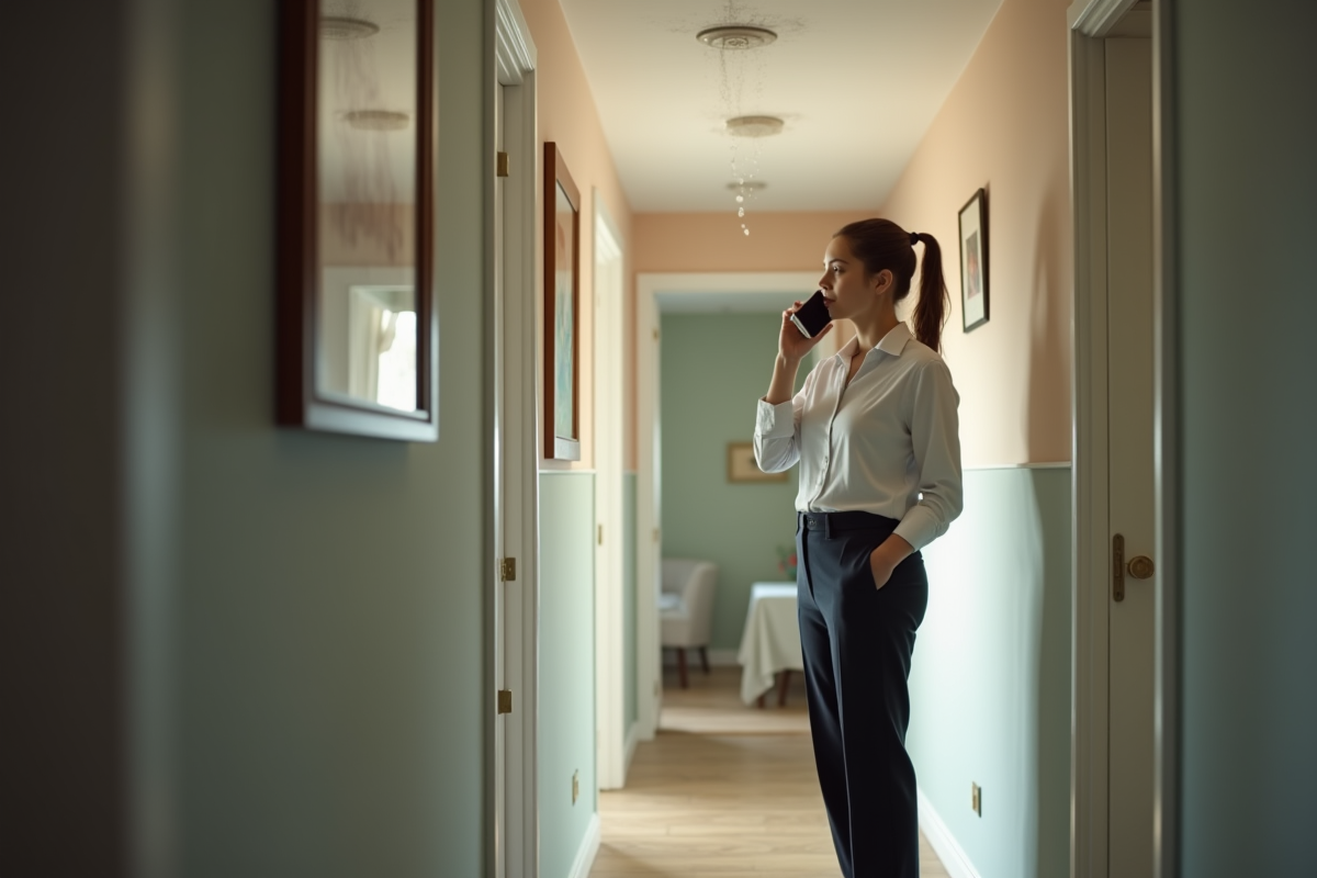 Jeune femme au téléphone près d