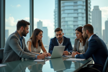 Groupe de jeunes professionnels dans un bureau moderne