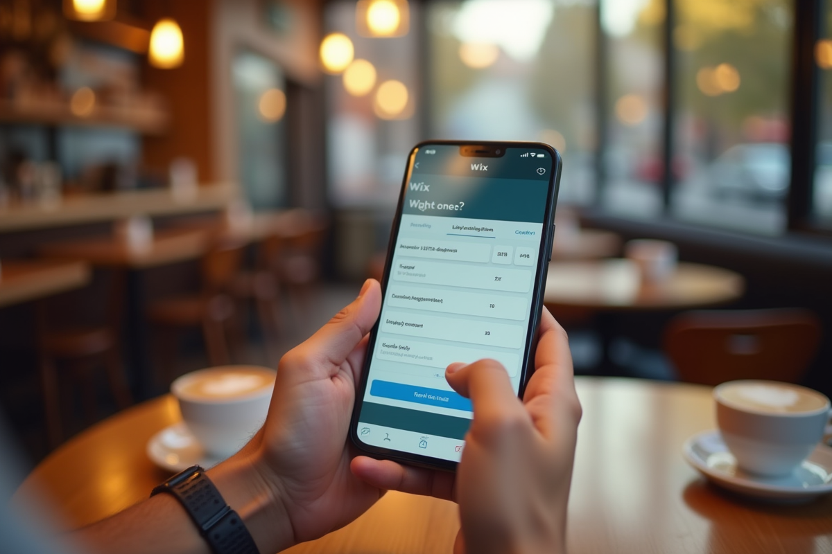 Mains tenant un smartphone affichant les plans tarifaires Wix
