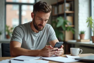 Homme utilisant un smartphone Google Pixel toute la journée au bureau pour tester l'autonomie de la batterie